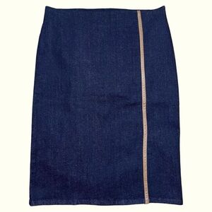 Lauren Ralph Lauren Black Denim Pencil Skirt With Leather Accent Sz 4